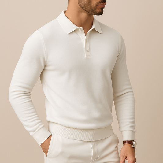 Men’s Soft Knit Long-Sleeve Polo Shirt