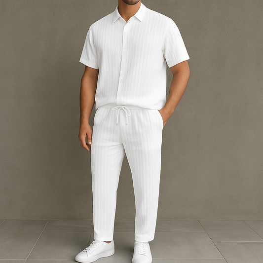 Men's Button Front Shirt & Drawstring Pocket