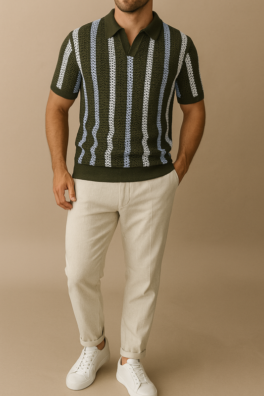 Striped Polo Trouser Set