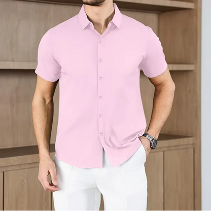 Men's Business Casual Solid Color Short Sleeve Shirt