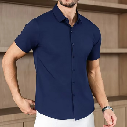 Men's Business Casual Solid Color Short Sleeve Shirt